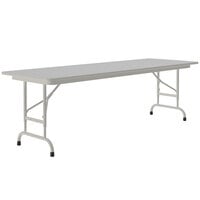 Correll 24" x 72" Gray Granite Light Duty Melamine Adjustable Height Folding Table with Gray Frame