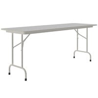 Correll 24 inch x 72 inch Gray Granite Light Duty Melamine Folding Table with Gray Frame