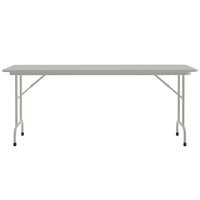 Correll 24 inch x 72 inch Gray Granite Light Duty Melamine Folding Table with Gray Frame