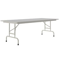 Correll 30 inch x 96 inch Gray Granite Light Duty Melamine Adjustable Height Folding Table with Gray Frame