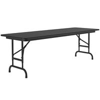 Correll 24 inch x 60 inch Black Granite Light Duty Melamine Adjustable Height Folding Table with Black Frame