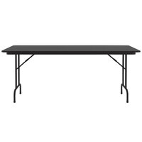 Correll 36 inch x 96 inch Black Granite Light Duty Melamine Folding Table with Black Frame