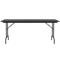 Correll 30 inch x 72 inch Black Granite Light Duty Melamine Folding Table with Black Frame