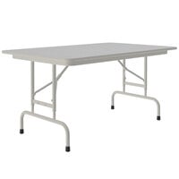 Correll 30" x 48" Gray Granite Light Duty Melamine Adjustable Height Folding Table with Gray Frame