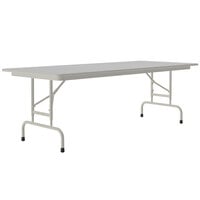 Correll 30 inch x 72 inch Gray Granite Light Duty Melamine Adjustable Height Folding Table with Gray Frame