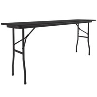 Correll 18 inch x 96 inch Black Granite Light Duty Melamine Folding Table with Black Frame