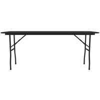 Correll 18 inch x 96 inch Black Granite Light Duty Melamine Folding Table with Black Frame