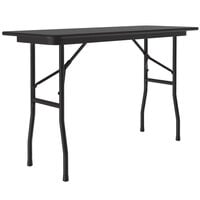 Correll 18 inch x 48 inch Black Granite Light Duty Melamine Folding Table with Black Frame