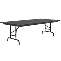 Correll 36 inch x 72 inch Black Granite Light Duty Melamine Adjustable Height Folding Table with Black Frame
