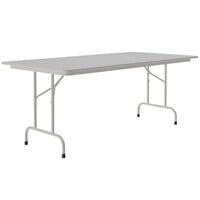 Correll 36 inch x 72 inch Gray Granite Light Duty Melamine Folding Table with Gray Frame