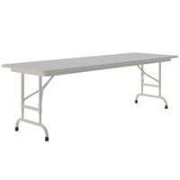 Correll 24 inch x 60 inch Gray Granite Light Duty Melamine Adjustable Height Folding Table with Gray Frame