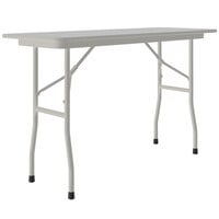 Correll 18" x 48" Gray Granite Light Duty Melamine Folding Table with Gray Frame