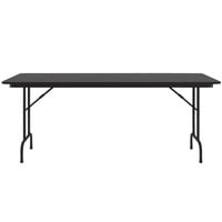Correll 36 inch x 72 inch Black Granite Light Duty Melamine Folding Table with Black Frame