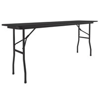 Correll 18 inch x 72 inch Black Granite Light Duty Melamine Folding Table with Black Frame