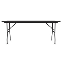 Correll 18 inch x 72 inch Black Granite Light Duty Melamine Folding Table with Black Frame