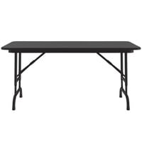 Correll 24 inch x 48 inch Black Granite Light Duty Melamine Adjustable Height Folding Table with Black Frame