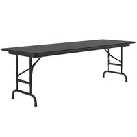 Correll 24 inch x 72 inch Black Granite Light Duty Melamine Adjustable Height Folding Table with Black Frame