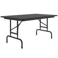 Correll 30 inch x 48 inch Black Granite Light Duty Melamine Adjustable Height Folding Table with Black Frame