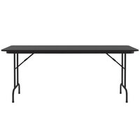 Correll 30 inch x 60 inch Black Granite Light Duty Melamine Folding Table with Black Frame
