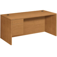 HON 10584LCC 10500 Series 66" x 30" x 29 1/2" Harvest Laminate "L" Left 3/4 Height Pedestal Desk