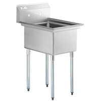 Regency 22 inch 16-Gauge Stainless Steel One Compartment Commercial Sink with Galvanized Steel Legs and without Drainboard - 17 inch x 23 inch x 12 inch Bowl