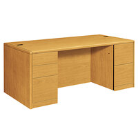 HON 10799CC 10700 Series 72" x 36" x 29 1/2" Harvest Laminate Full Height Double Pedestal Desk