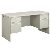 HON 38852B9Q 38000 Series 60" x 24" x 29 1/2" Silver / Gray Kneespace 3/4 Height Pedestal Credenza