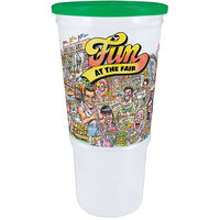 32 oz. Economy Car Cup with "Fun at the Fair" Design and Green Lid - 540/Case