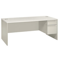 HON 38293RB9Q 38000 Series 72" x 36" x 30" Silver Mesh / Light Gray Laminate Right 3/4 Height Single Pedestal Desk