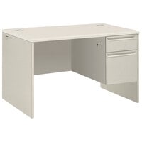 HON 38251B9Q 38000 Series 48" x 30" x 30" Silver Mesh / Light Gray Laminate Right 3/4 Height Single Pedestal Desk