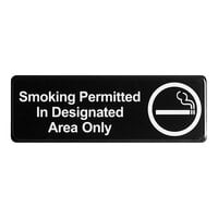 Thunder Group Smoking Permitted In Designated Areas Only Sign - Black and White, 9" x 3"