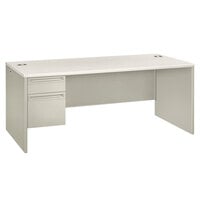 HON 38294LB9Q 38000 Series 72" x 36" x 30" Silver Mesh / Light Gray Laminate Left 3/4 Height Single Pedestal Desk