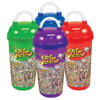 32 oz. Assorted Color "Fun at the Fair" Tizzeroo Souvenir Cup with Lid and Straw - 100/Case