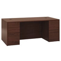 HON 105890NN 10500 Series 72" x 36" x 29 1/2" Mahogany Laminate Full Height Double Pedestal Desk