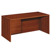 HON 10784LCO 10700 Series 66" x 30" x 29 1/2" Cognac Laminate "L" Left 3/4 Height Single Pedestal Desk