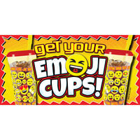 12 inch x 24 inch Rectangular Concession Stand Sign with Emoji Cups Design