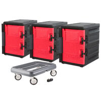 Metro Mightylite Front Loading Full Size Insulated EPP Pan Carrier Kit with 3 Carriers and Dolly