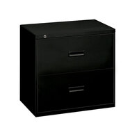 HON 432LP Basyx 400 Series Black Steel Two Drawer Lateral File Cabinet - 30 inch x 19 1/4 inch x 28 3/8 inch