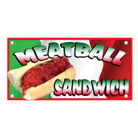 12 inch x 24 inch Rectangular Concession Stand Sign with Meatball Sandwich Design