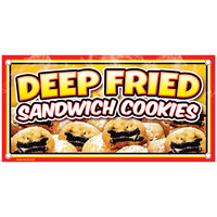 12 inch x 24 inch Rectangular Concession Stand Sign with Fried Sandwich Cookies Design
