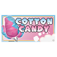 12 inch x 24 inch Rectangular Concession Stand Sign with Cotton Candy Design