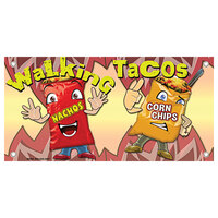 12 inch x 24 inch Rectangular Concession Stand Sign with Walking Taco Design