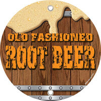 12 inch Round Concession Stand Sign with Old Fashioned Root Beer Design - 2/Pack
