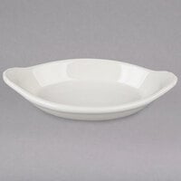 Hall China by Steelite International HL5261/22AWHA Ivory (American White) 6 oz. Oval Rarebit / Au Gratin Dish - 24/Case