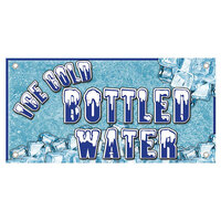 12 inch x 24 inch Rectangular Concession Stand Sign with Ice Cold Bottled Water Design