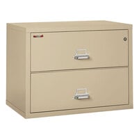 FireKing 23822CPA Parchment Steel Two-Drawer Insulated Lateral File Cabinet - 37 1/2" x 22 1/8" x 27 3/4"