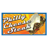 12 inch x 24 inch Rectangular Concession Stand Sign with Philly Cheesesteak Design