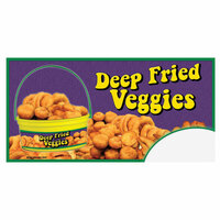 12 inch x 24 inch Rectangular Concession Stand Sign with Deep Fried Vegetables Bucket Design