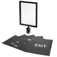 Lancaster Table & Seating Black 12" x 16 3/4" A3 Stanchion Sign Frame & Sign Set with Clear Covers