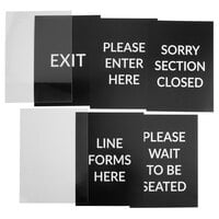 Lancaster Table & Seating Black 12 inch x 16 3/4 inch A3 Stanchion Sign Frame & Sign Set with Clear Covers